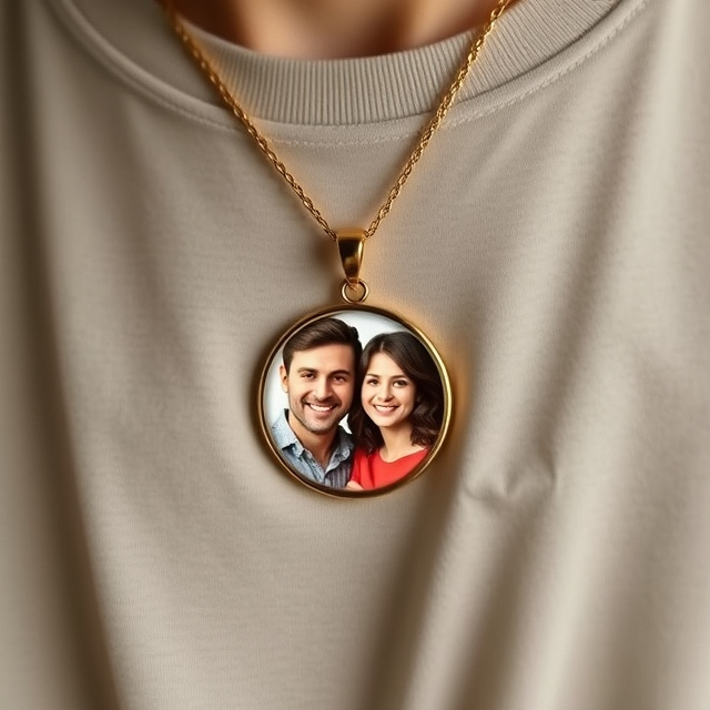 A circle pendant necklace with picture made to hold your most meaningful moments with loved ones.